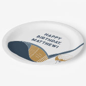 Golf Club and Ball Personalized Golfers Birthday Pappteller (Schrägansicht)