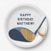 Golf Club and Ball Personalized Golfers Birthday Pappteller (Vorderseite)