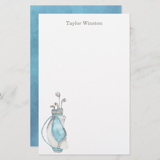 Golf Club & Bag Personalisiertes Geschäften Briefpapier (Vorne/Hinten)