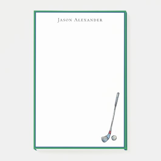 Golf Club & Ball Persönlich Post-it Klebezettel (Vorderseite)