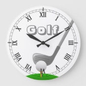 Golf Club, Ball & Tee - Custom Clock Große Wanduhr (Vorderseite)