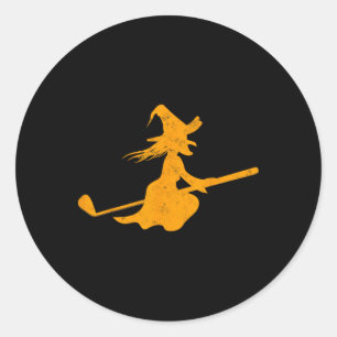 Golf Club Broom Witwe Golf Player Lazy Halloween C Runder Aufkleber