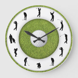 Golf Club Golfer Figure Grass Design Clock Große Wanduhr
