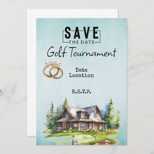 Golf Club Haus für Hochzeiten sparen Sie das Datum Einladung (Vorne/Hinten)