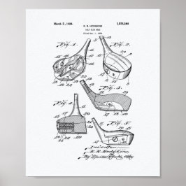 Golf Club Head 1926 Patent Art - Weißbuch Poster