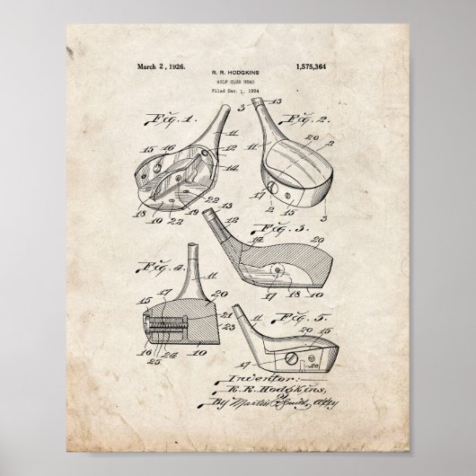 Golf Club Head Patent - Old Look Poster (Vorne)