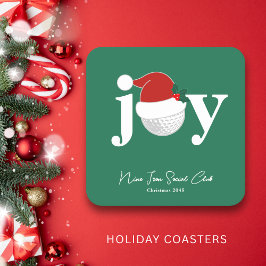 Golf Club Holiday Joy Typography Festive Green Rechteckiger Pappuntersetzer