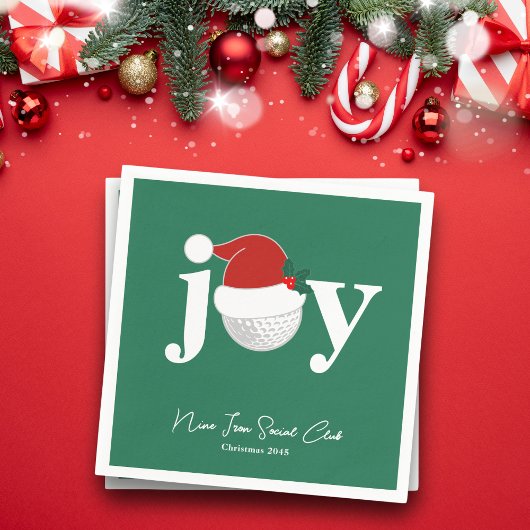 Golf Club Holiday Joy Typography Festive Green Serviette
