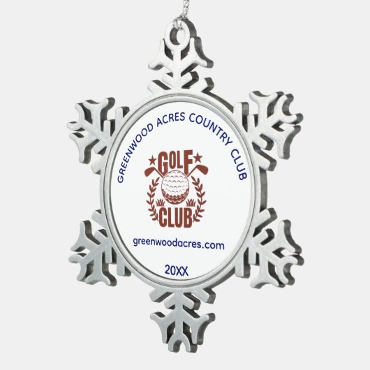 Golf Club League Logo-Website Jahr Schneeflocken Zinn-Ornament (Rechts)