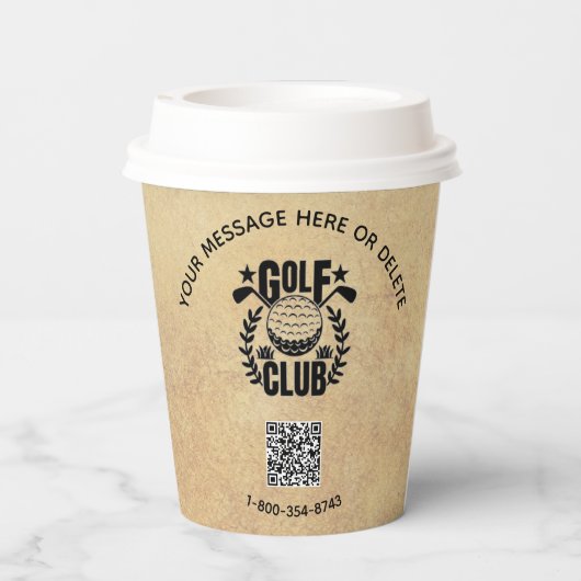 Golf Club League Textured Look Logo QR Code Pappbecher (Rückseite)