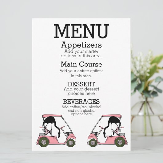 Golf Club Luncheon Cocktail Party Menü Menükarte (Stehend Vorderseite)