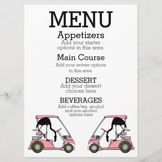 Golf Club Luncheon Cocktail Party Menü Menükarte (Vorderseite)