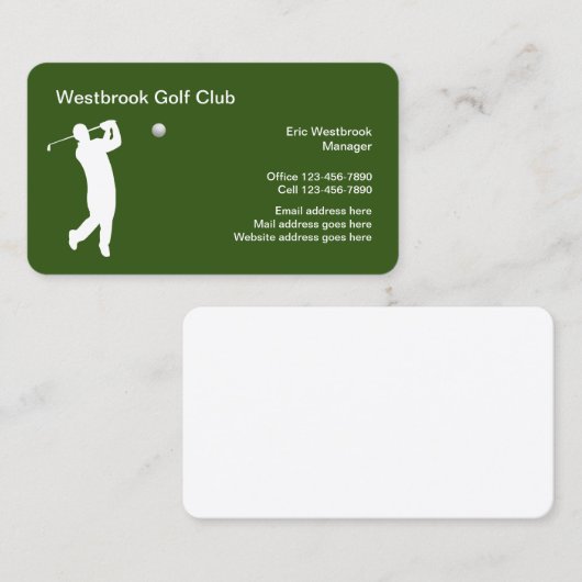 Golf Club Modern Business Cards Visitenkarte (Vorne/Hinten)