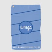 Golf Club Name Blue Stripes Golf Handtuch (Vorderseite)
