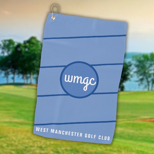 Golf Club Name Blue Stripes Golf Handtuch