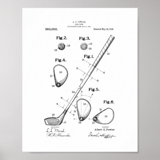 Golf Club Patent Poster (Vorne)