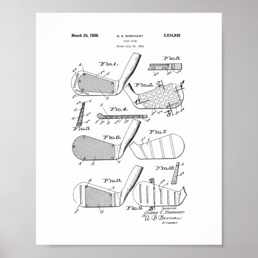 Golf Club Patent Poster (Vorne)