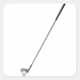 Golf Club und Ball auf dem Aufkleber für den Tee-P