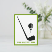 Golf Club und Ball Black Postkarte (Stehend Vorderseite)