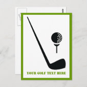 Golf Club und Ball Black Postkarte (Vorne/Hinten)