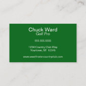Golf Club und Ball Golf Pro Country Club Visitenkarte (Rückseite)