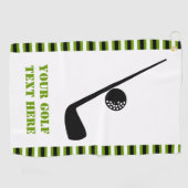 Golf Club und Ball schwarz, grün, weiß Streifen Golfhandtuch (Horizontal)