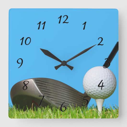 Golf Club und Hintergrund Quadratische Wanduhr (Vorderseite)