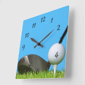 Golf Club und Hintergrund Quadratische Wanduhr (Winkel)