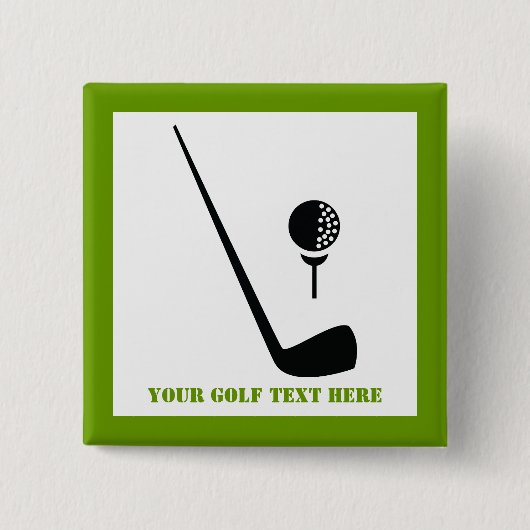 Golf Club und Kugel schwarz, grüne Gewohnheit Button (Vorderseite)