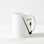 Golf Club und Kugel schwarz, grüne Gewohnheit Kaffeetasse (VorderseiteRechts)