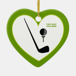 Golf Club und Kugel schwarz, grüne Gewohnheit Keramik Ornament