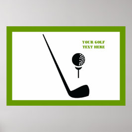 Golf Club und Kugel schwarz, grüne Gewohnheit Poster