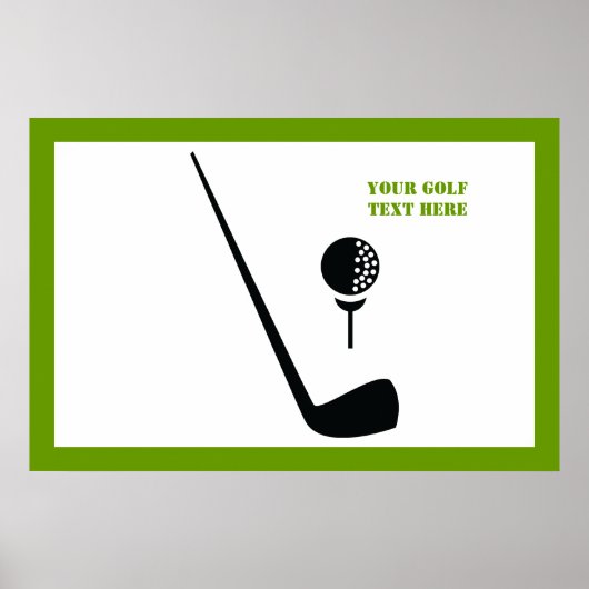 Golf Club und Kugel schwarz, grüne Gewohnheit Poster (Vorne)