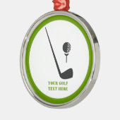 Golf Club und Kugel schwarz, grüne Gewohnheit Silbernes Ornament (Links)