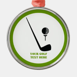 Golf Club und Kugel schwarz, grüne Gewohnheit Silbernes Ornament