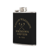 Golf Club und Mitglied Name Black and Gold Flachmann (Links)