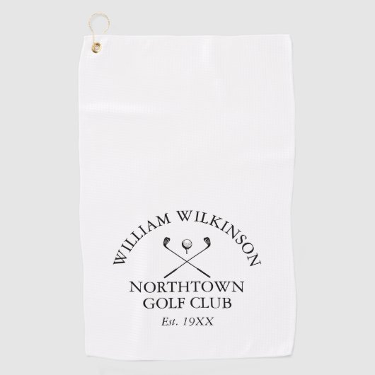 Golf Club und Name des Mitglieds Datum der Gründun Golfhandtuch (Vorderseite)