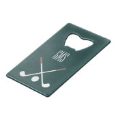 Golf Clubs 3 Letter Monogram Geldbeutel Flaschenöffner (Vorderseite Schrägansicht)