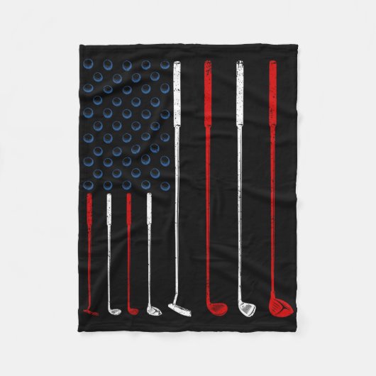 Golf Clubs American Flag Fleecedecke (Vorderseite)