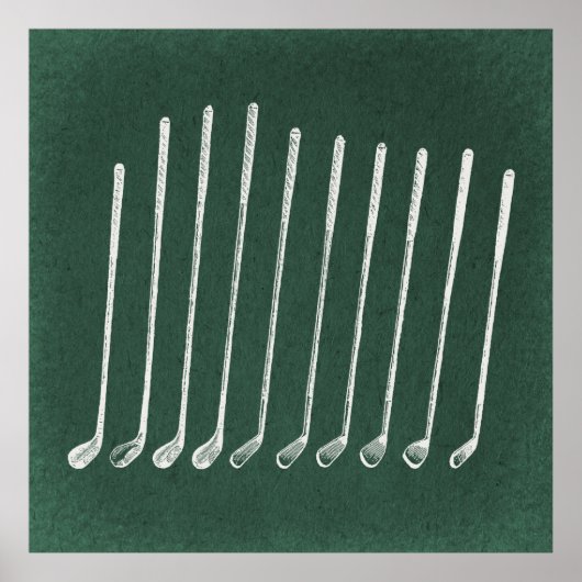 Golf Clubs Antiquitätenspiele Golf Vintager Grüner Poster (Vorne)