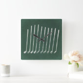 Golf Clubs Antiquitätenspiele Golf Vintager Grüner Quadratische Wanduhr (Zuhause)