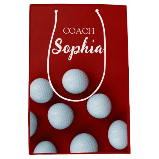 Golf Clubs Art Golf Coach Name für Golfspieler Mittlere Geschenktüte (Vorderseite)