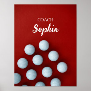 Golf Clubs Art Golf Coach Name für Golfspieler Poster