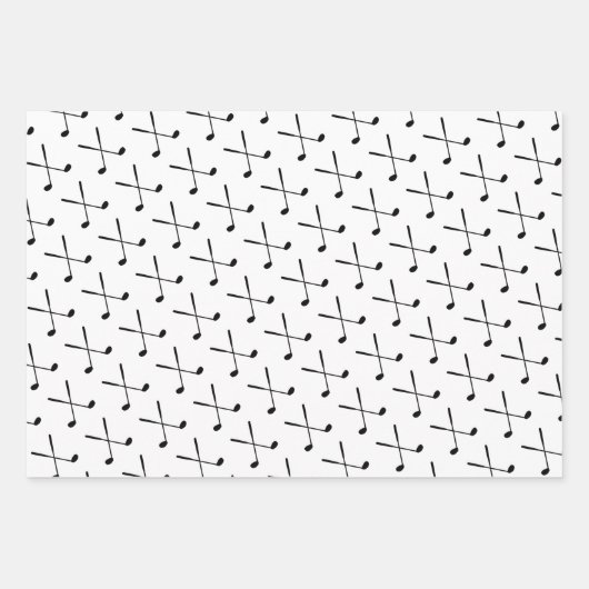 Golf Clubs Balls T-Shirts Modernes Sport Schwarz-w Geschenkpapier Set (Vorderseite 3)