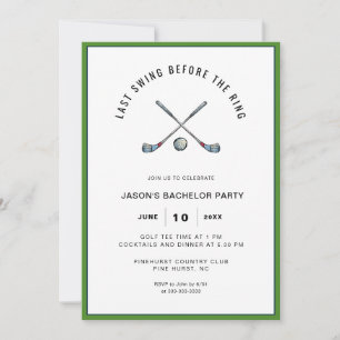 Golf Clubs & Basketball Bachelor Party Einladung