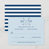 Golf Clubs Blue Striping Wedding RSVP Card 4.25x5. Karte (Vorne/Hinten)