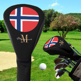 Golf Clubs für mit Monogramm und norwegische Fahne Golf Headcover