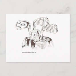 Golf Clubs in Black & White Postkarte
