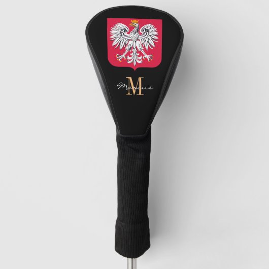 Golf Clubs mit mit Monogramm und polnischer Flagge Golf Headcover (Vorderseite)
