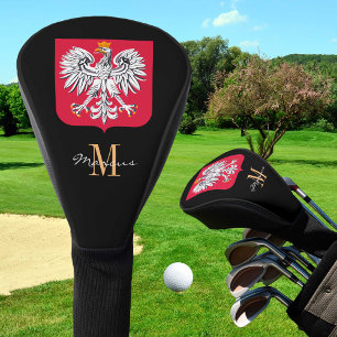 Golf Clubs mit mit Monogramm und polnischer Flagge Headcover